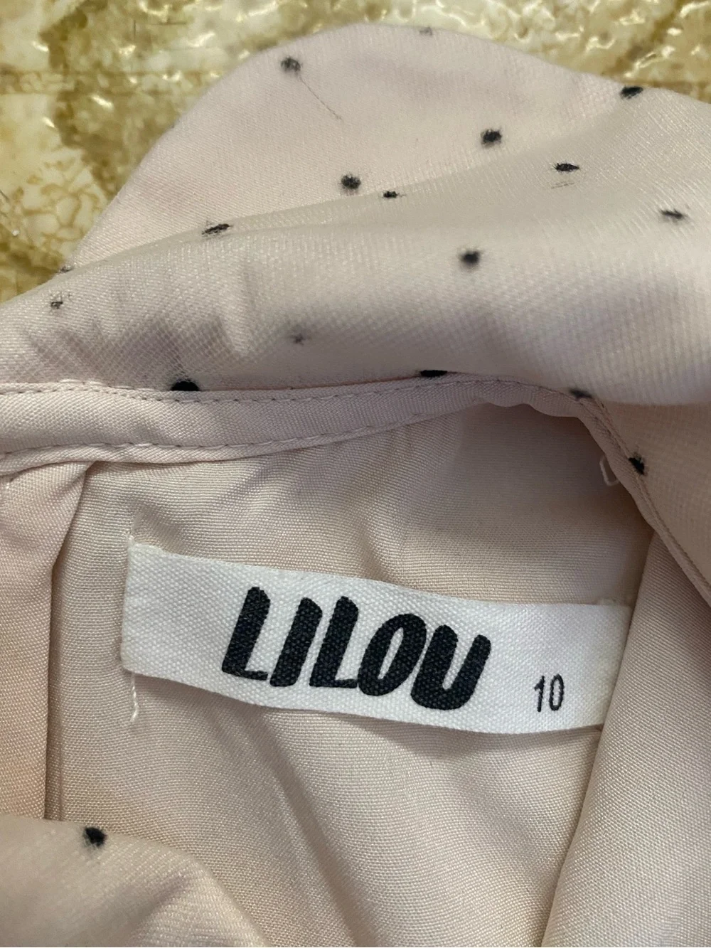 Lilou Girls Blush Polka Dot Peter Pan Collar Dress Size 10